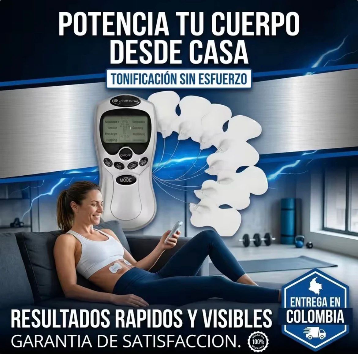 Estimulador Muscular Eléctrico de 8 Electrodos